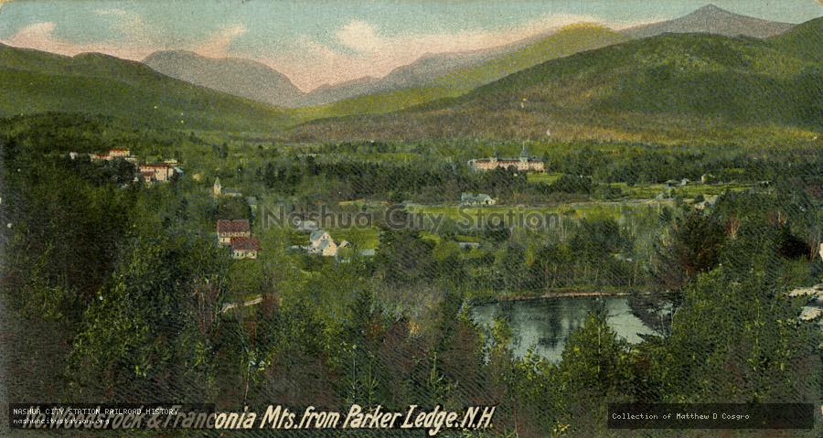 Postcard: North Woodstock and Franconia Mountains from Parker Ledge, New Hampshire